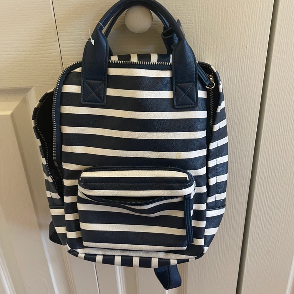 Navy blue and white book bag